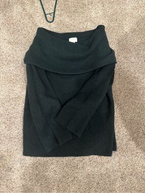 H&M Dark Green Off-Shoulder Foldover Knit Sweater